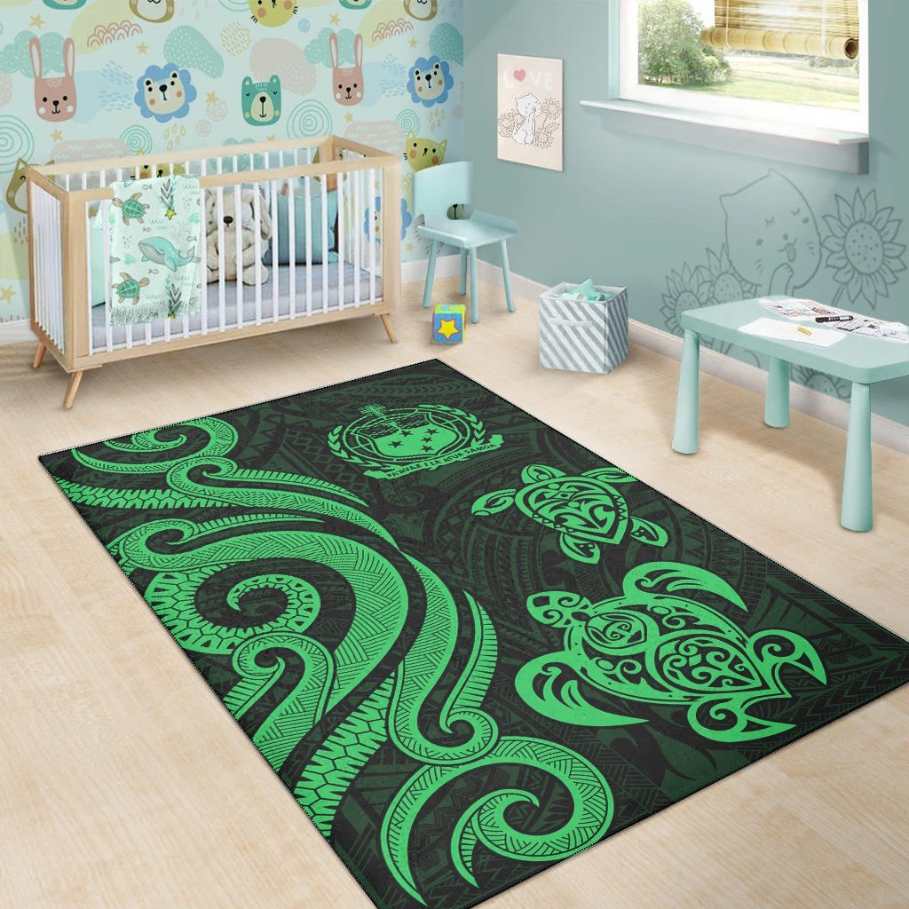 Samoa Area Rug - Green Tentacle Turtle - Vibe Hoodie Shop