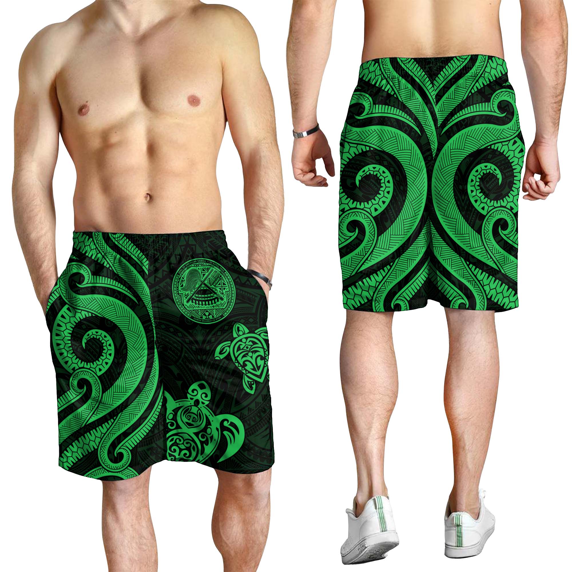 American Samoa Men's Short - Green Tentacle Turtle - Vibe Hoodie Shop