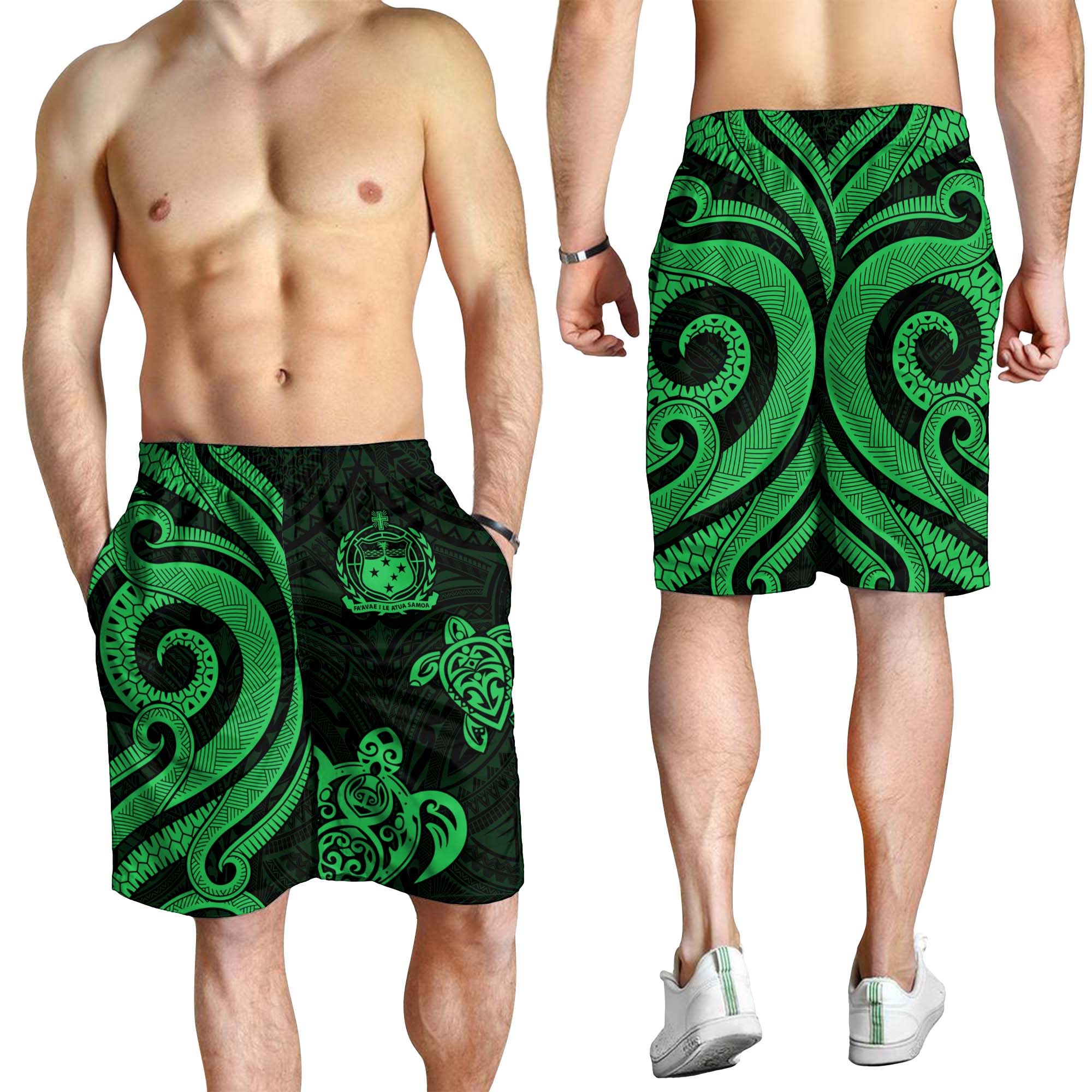 Samoa Men's Short - Green Tentacle Turtle - Vibe Hoodie Shop