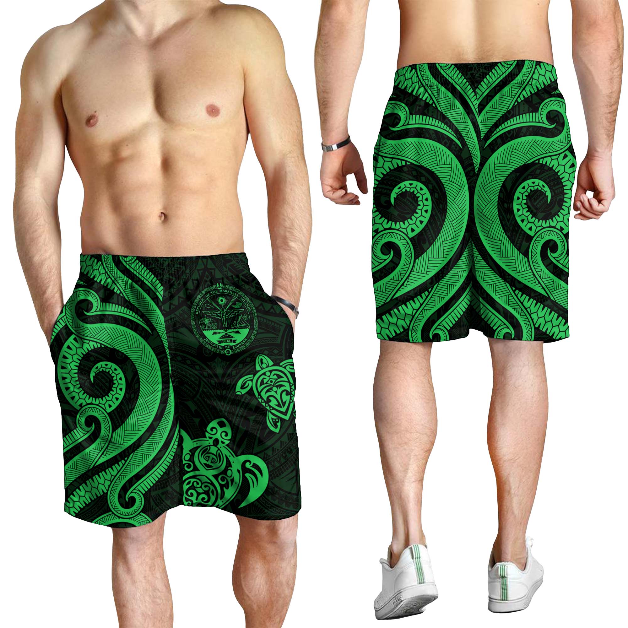 Marshall Islands Men's Short - Green Tentacle Turtle - Vibe Hoodie Shop