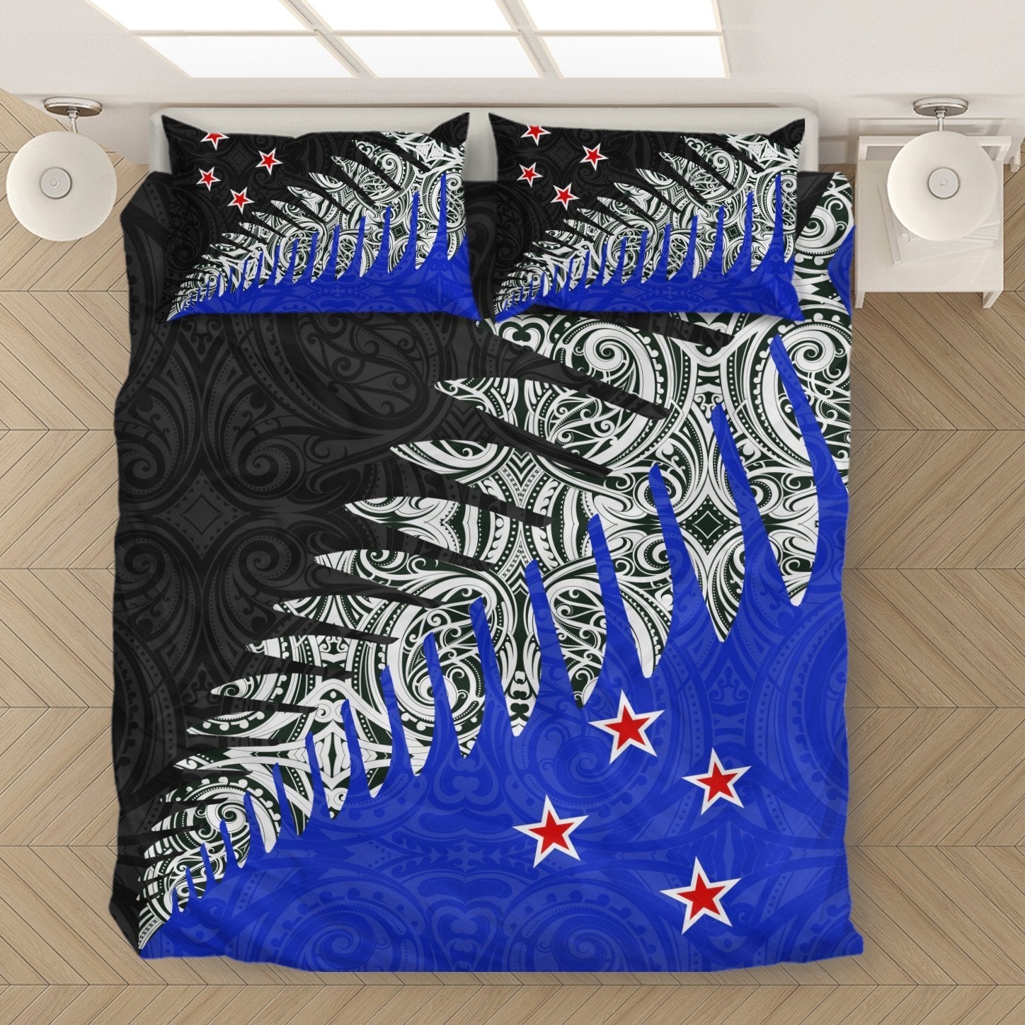 New Zealand Silver Fern Bedding Set Blue - Vibe Hoodie Shop