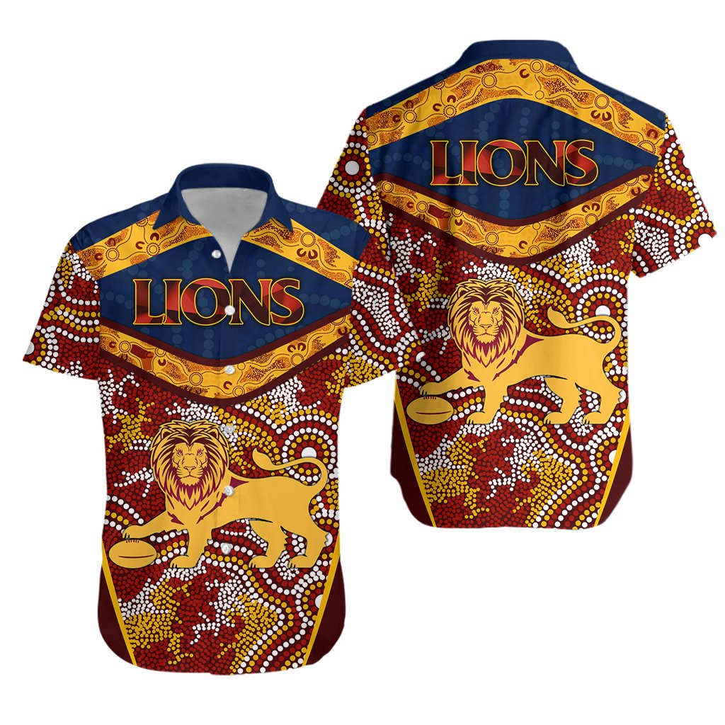 Brisbane Hawaiian Shirt Lions Indigenous - Vibe Hoodie Shop