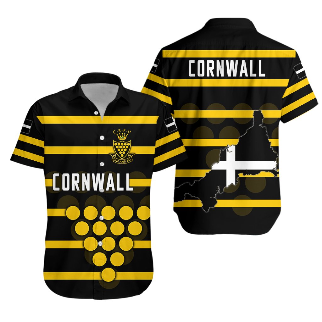 Cornwall Hawaiian Shirt Rugby Simple Line Version - Vibe Hoodie Shop