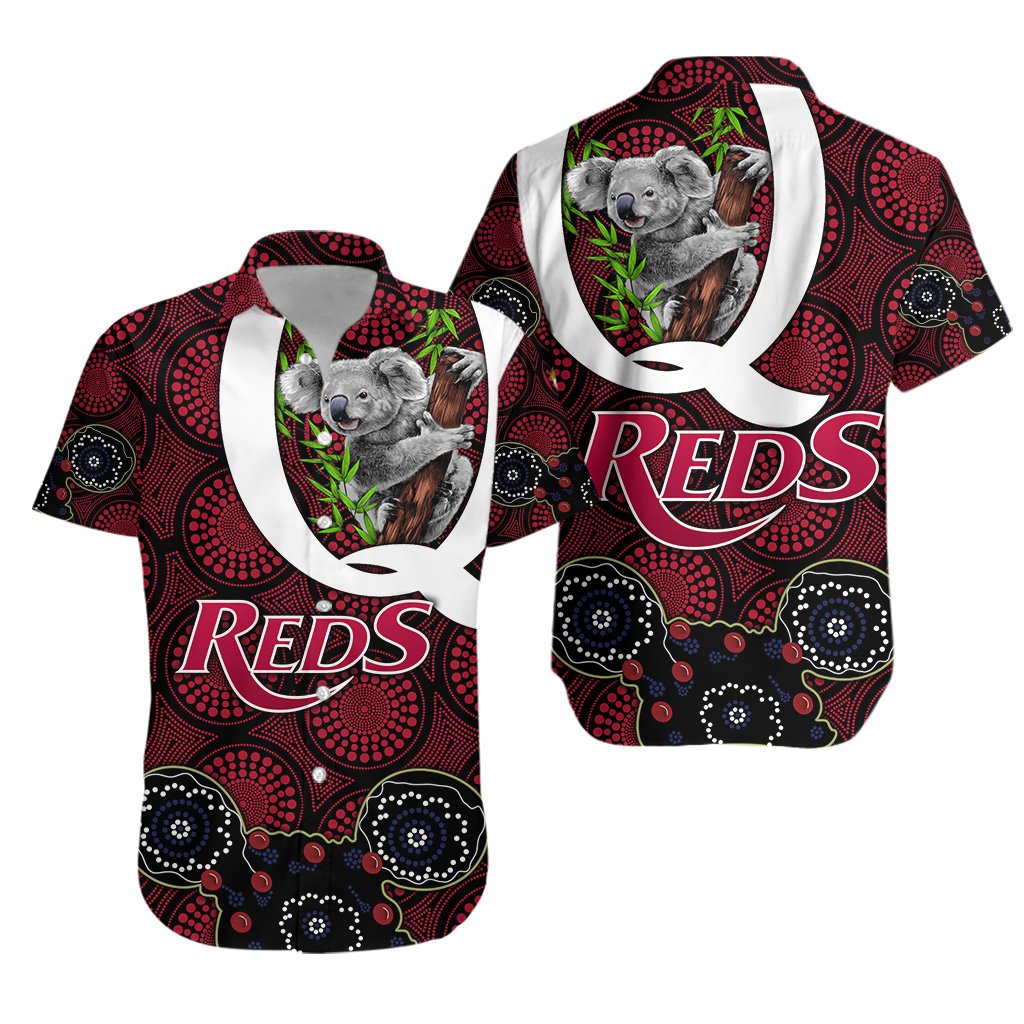 Queensland Hawaiian Shirt Reds Rugby - Koala - Vibe Hoodie Shop