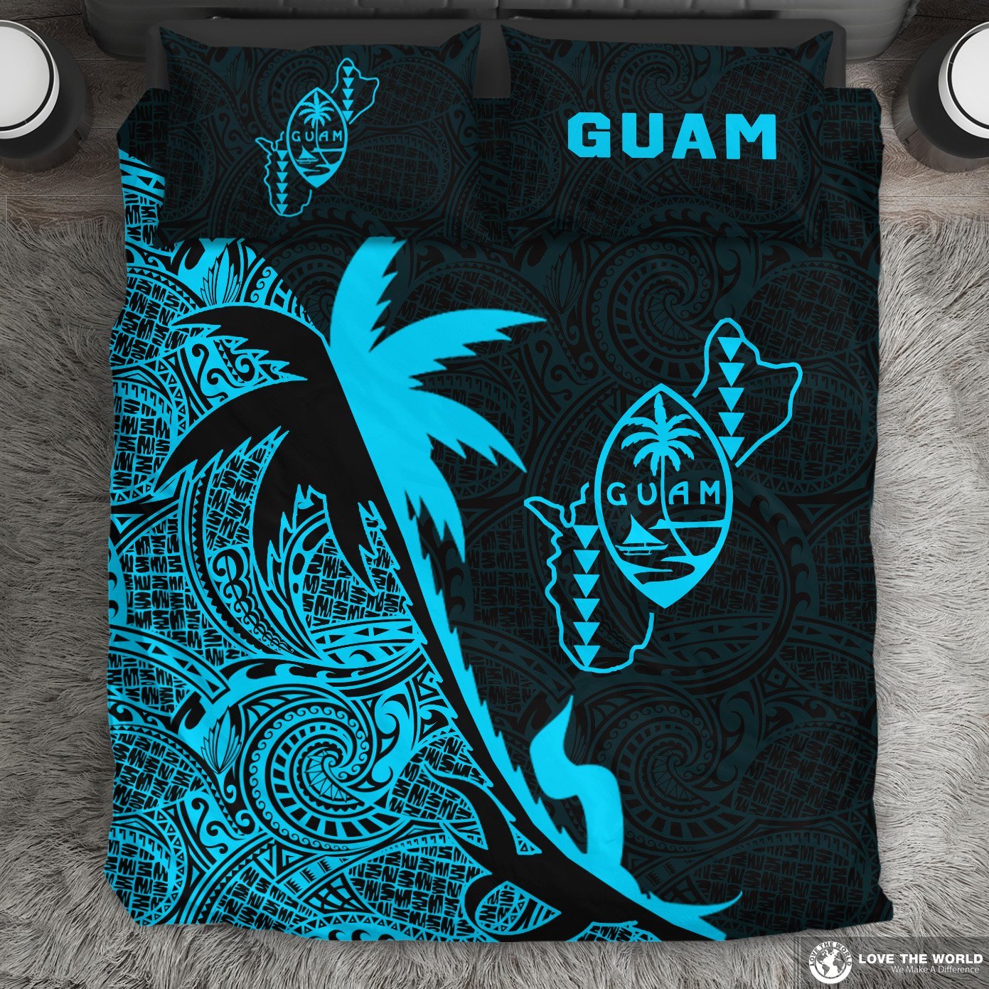 Guam Coconut Tree Bedding Set Blue - Vibe Hoodie Shop