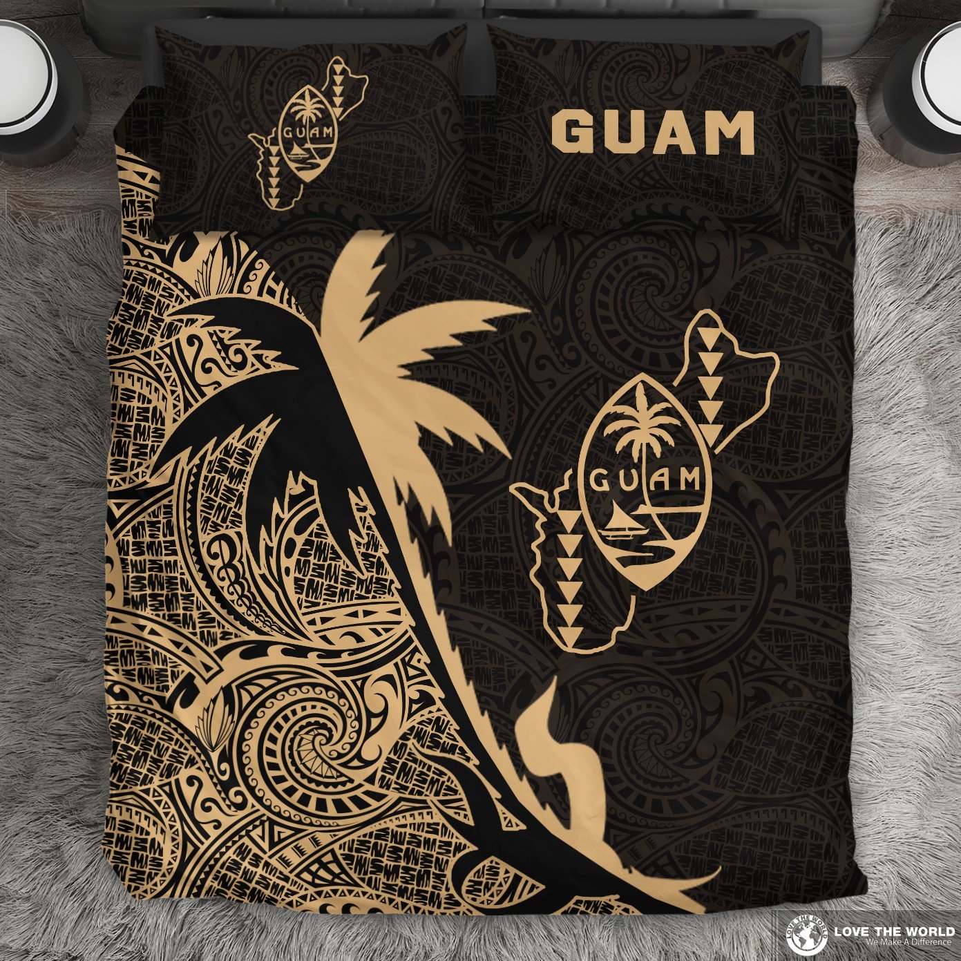 Guam Coconut Tree Bedding Set Gold - Vibe Hoodie Shop