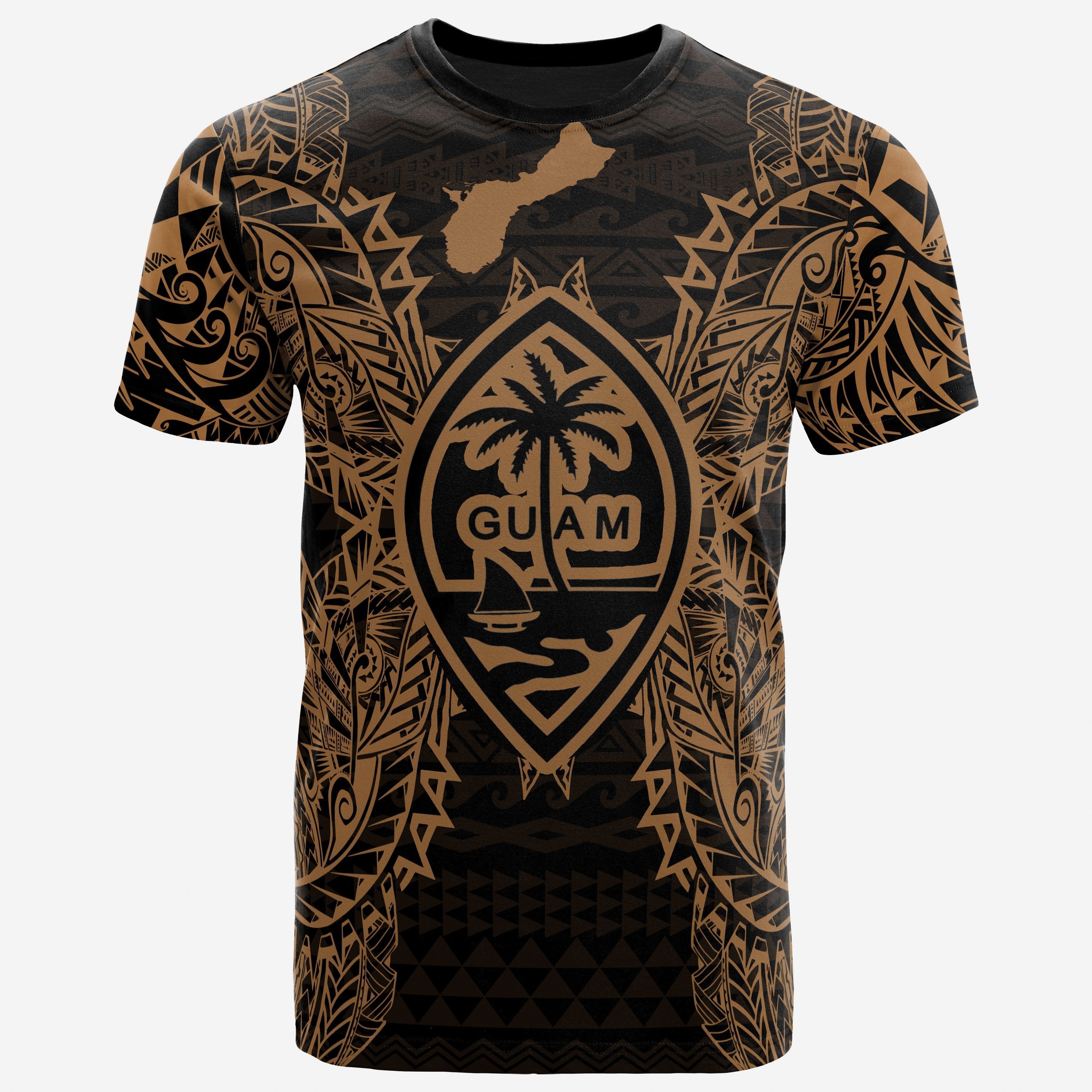 Vibe Hoodie Guam All T shirt - Guam Coat Of Arms Map Polynesian Tattoo Gold - Vibe Hoodie Shop