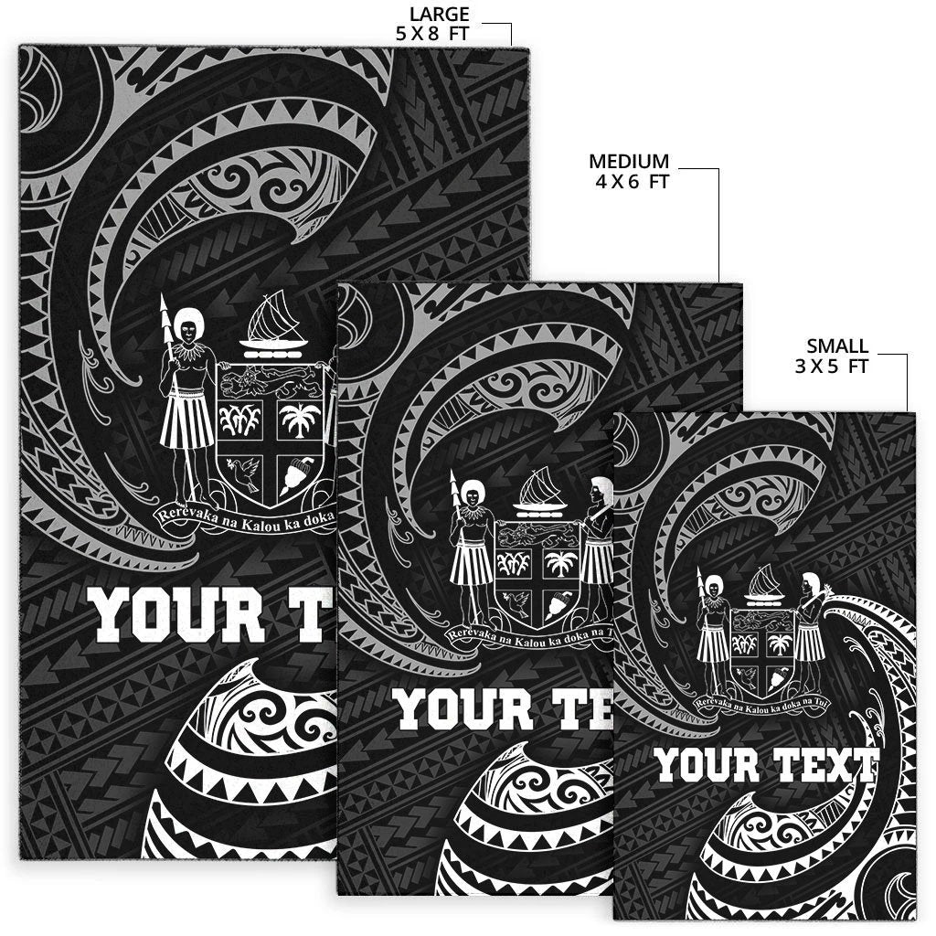 Fiji Polynesian Custom Personalised Area Rug - White Tribal Wave - Vibe Hoodie Shop