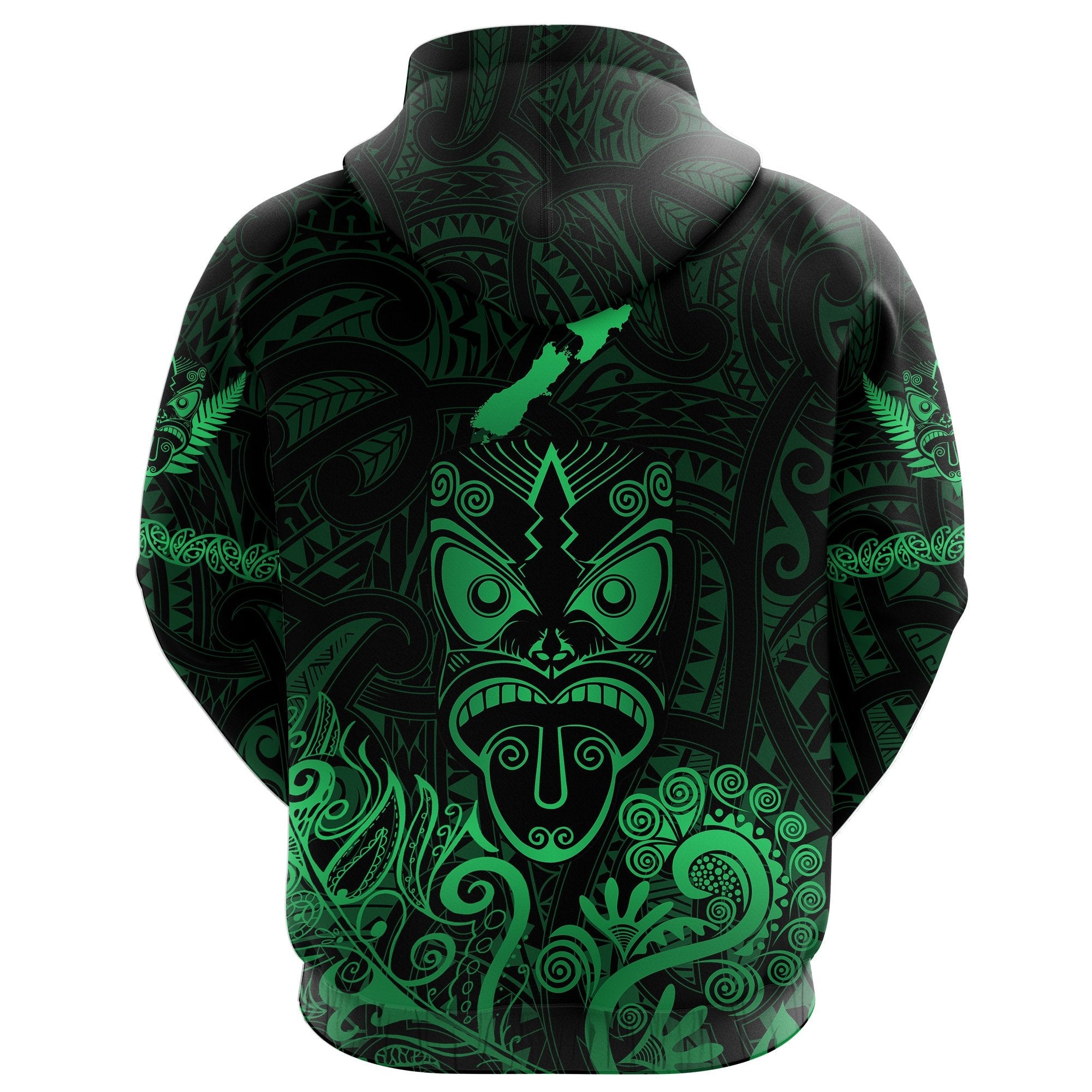 Maori Aotearoa Rugby Haka Hoodie New Zealand Silver Fern - Green - Vibe Hoodie Shop