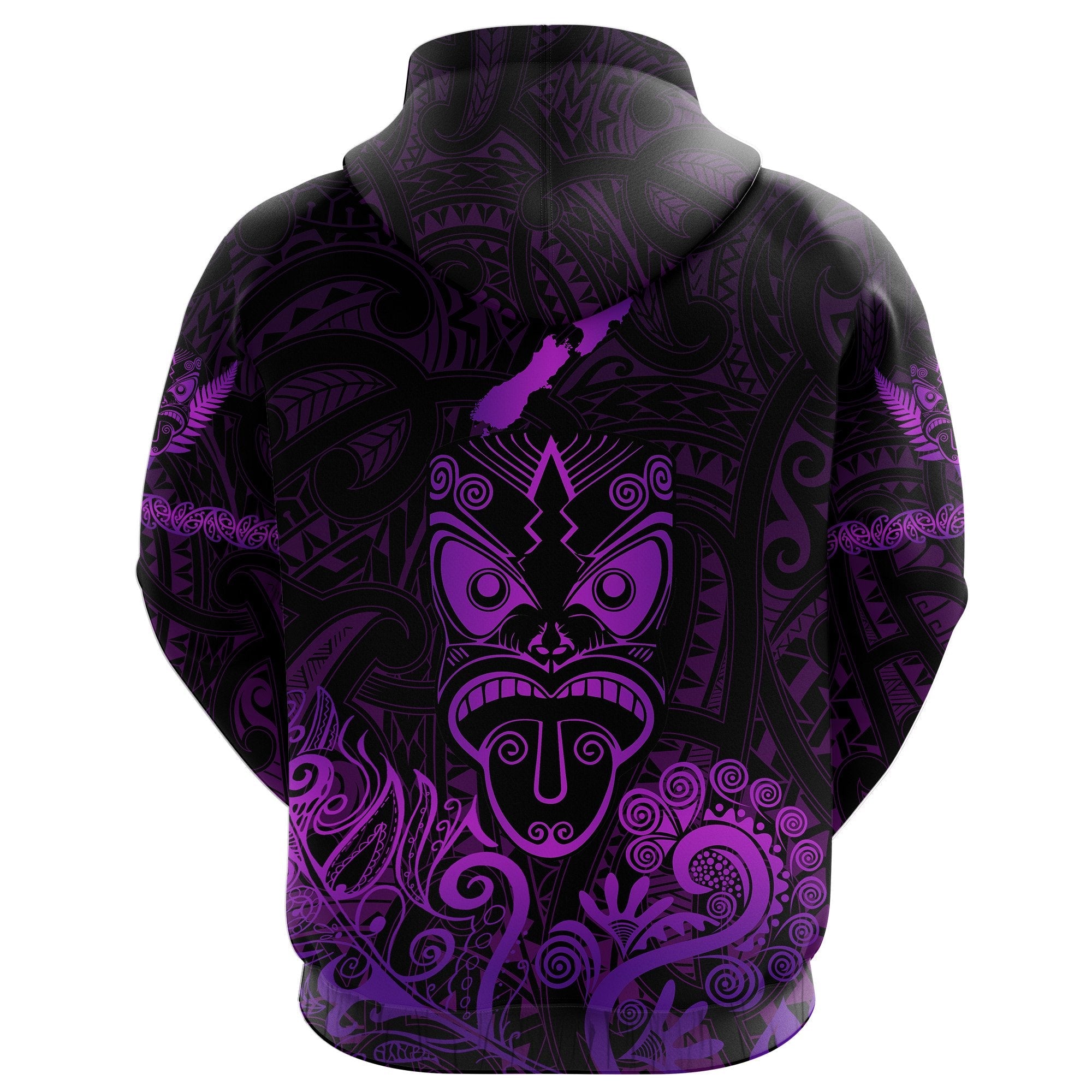 Maori Aotearoa Rugby Haka Hoodie New Zealand Silver Fern - Purple - Vibe Hoodie Shop