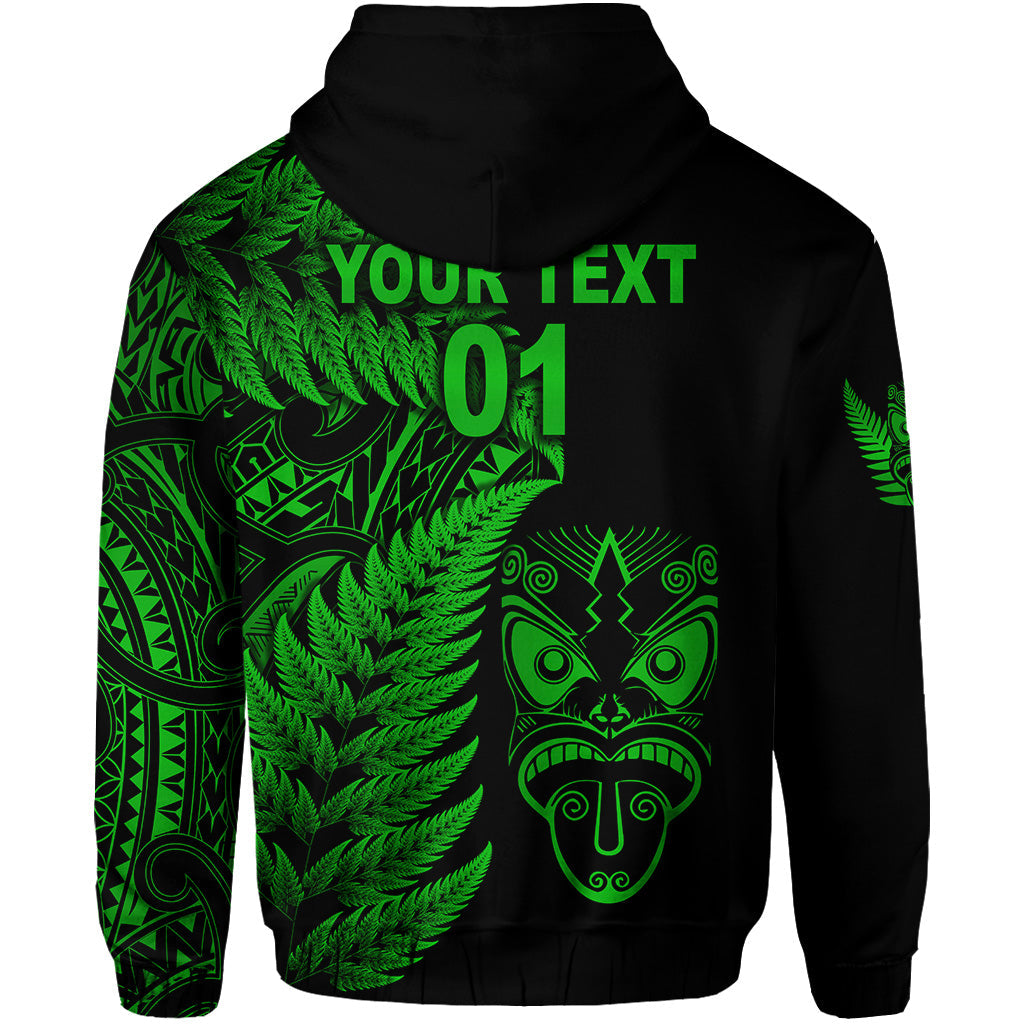 (Custom Personalised) New Zealand Haka Rugby Maori Zip Hoodie Silver Fern Vibes - Green LT8 - Vibe Hoodie Shop