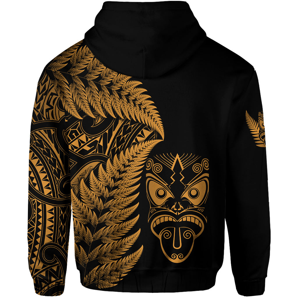 New Zealand Haka Rugby Maori Zip Hoodie Silver Fern Vibes - Gold LT8 - Vibe Hoodie Shop