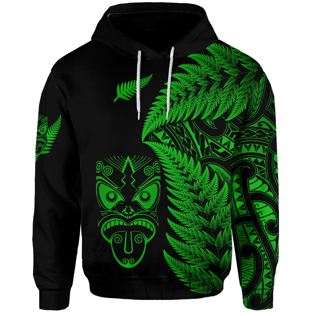 (Custom Personalised) New Zealand Haka Rugby Maori Hoodie Silver Fern Vibes - Green LT8 - Vibe Hoodie Shop