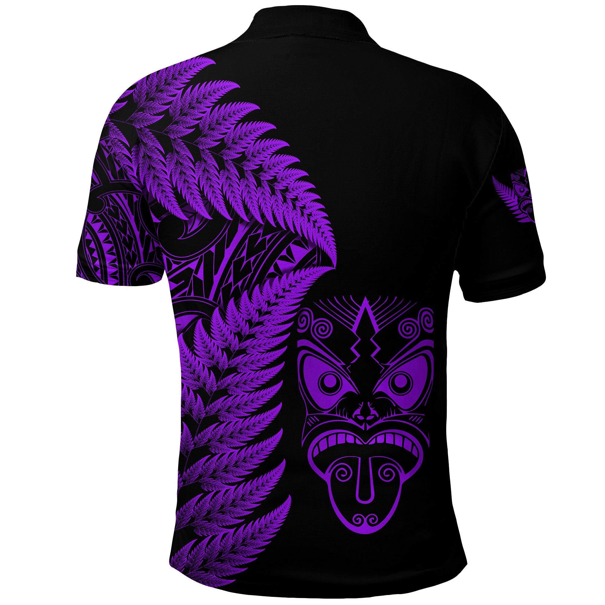 New Zealand Haka Rugby Maori Polo Shirt Silver Fern Vibes - Purple - Vibe Hoodie Shop