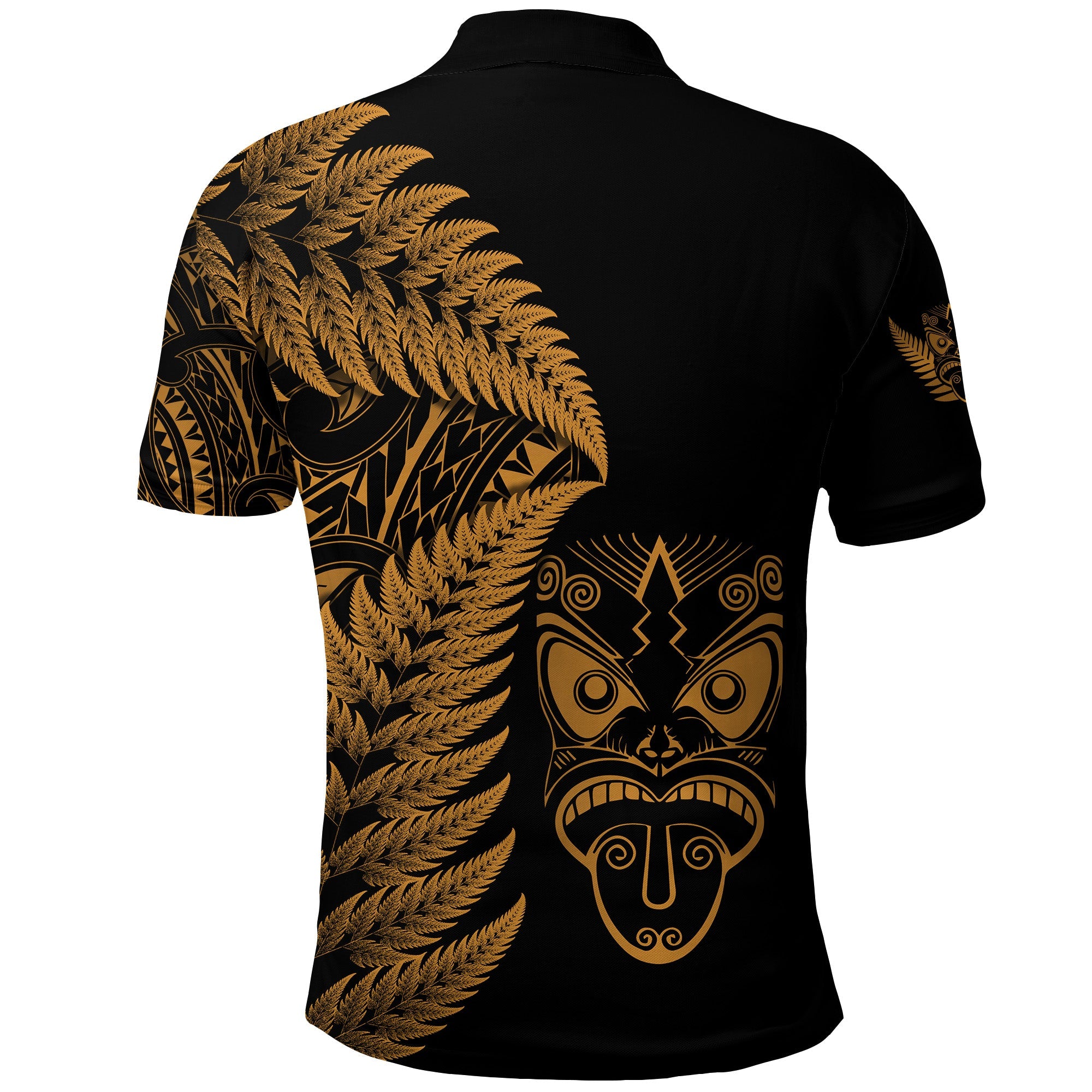 New Zealand Haka Rugby Maori Polo Shirt Silver Fern Vibes - Gold - Vibe Hoodie Shop