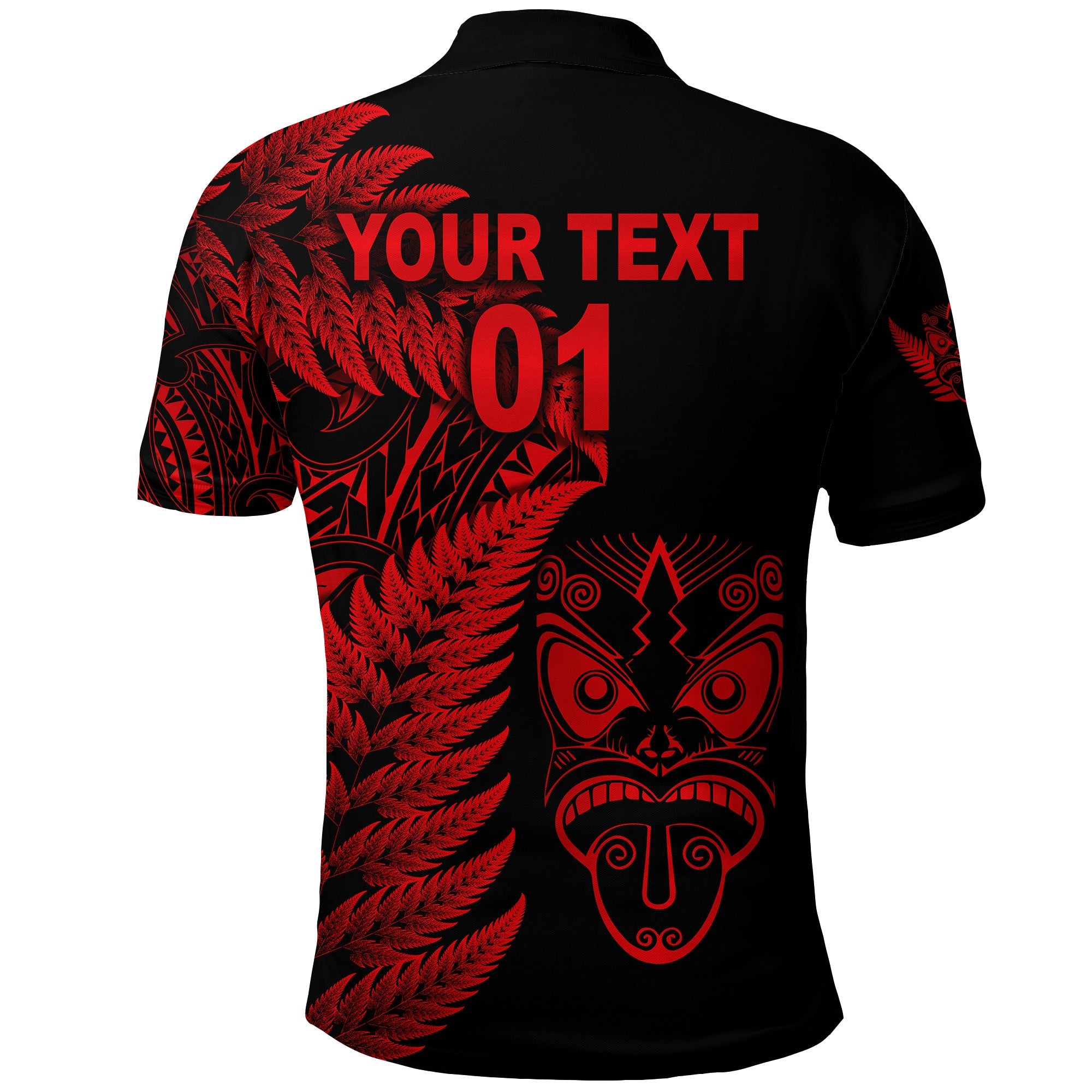 (Custom Personalised) New Zealand Haka Rugby Maori Polo Shirt Silver Fern Vibes - Red - Vibe Hoodie Shop