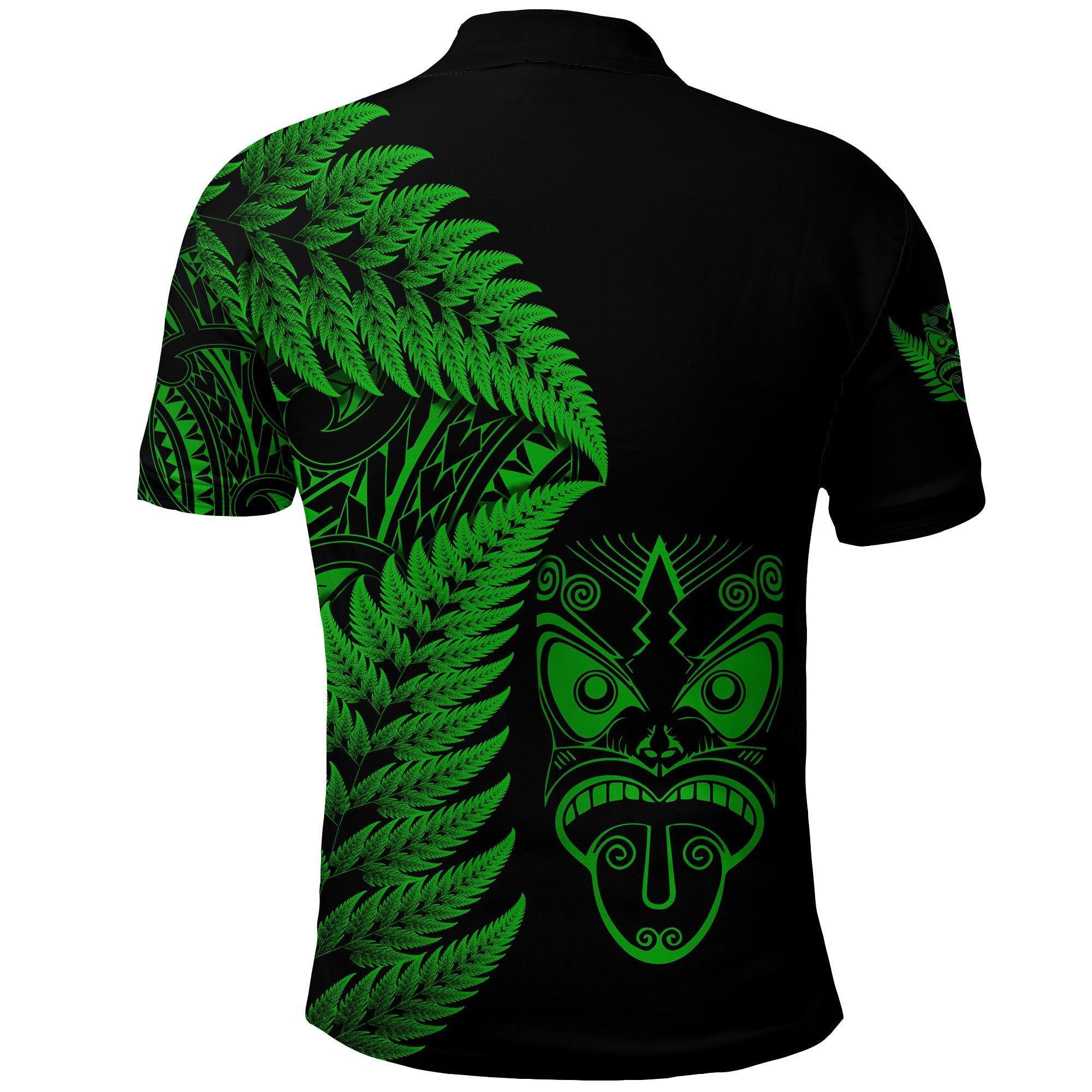 New Zealand Haka Rugby Maori Polo Shirt Silver Fern Vibes - Green - Vibe Hoodie Shop