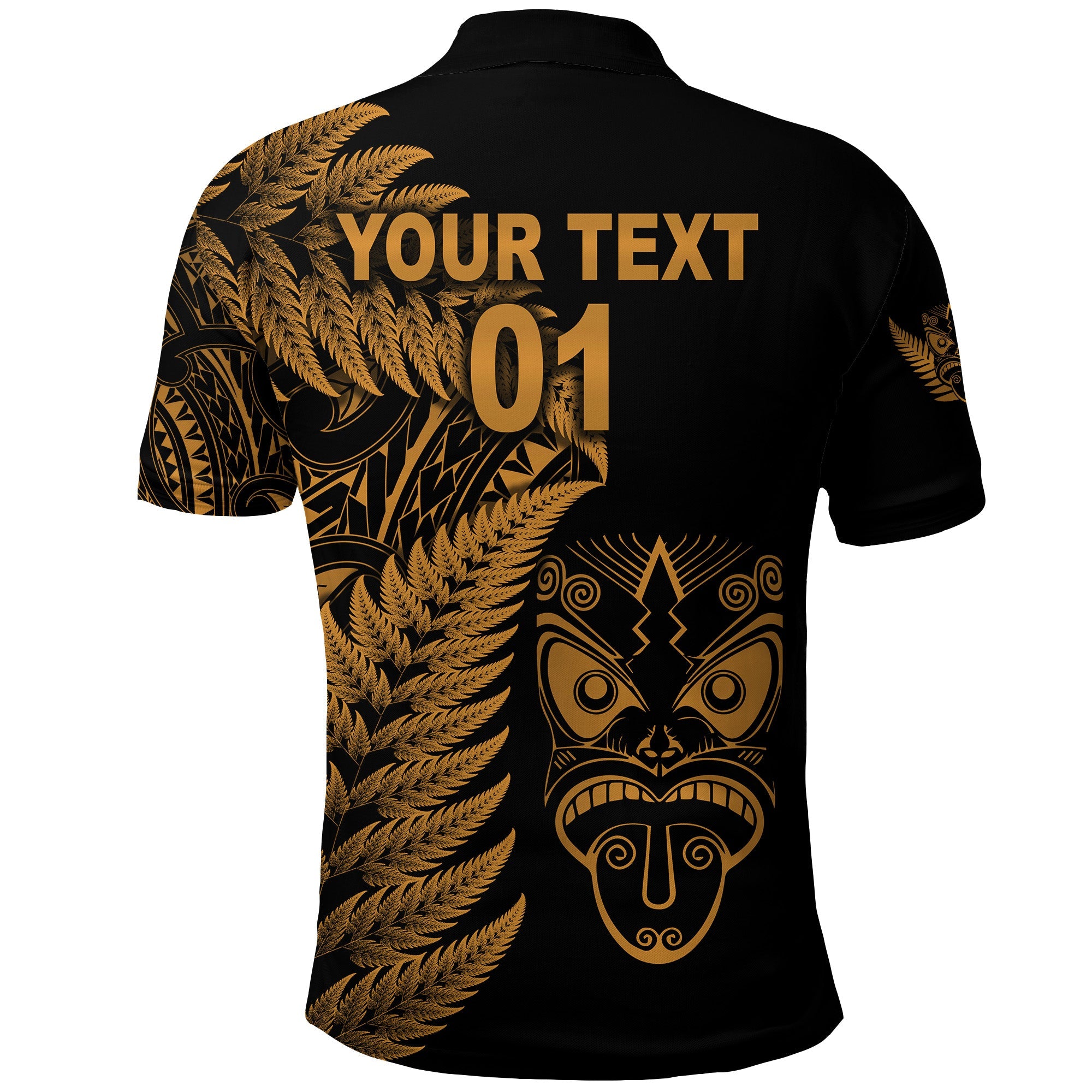 (Custom Personalised) New Zealand Haka Rugby Maori Polo Shirt Silver Fern Vibes - Gold - Vibe Hoodie Shop