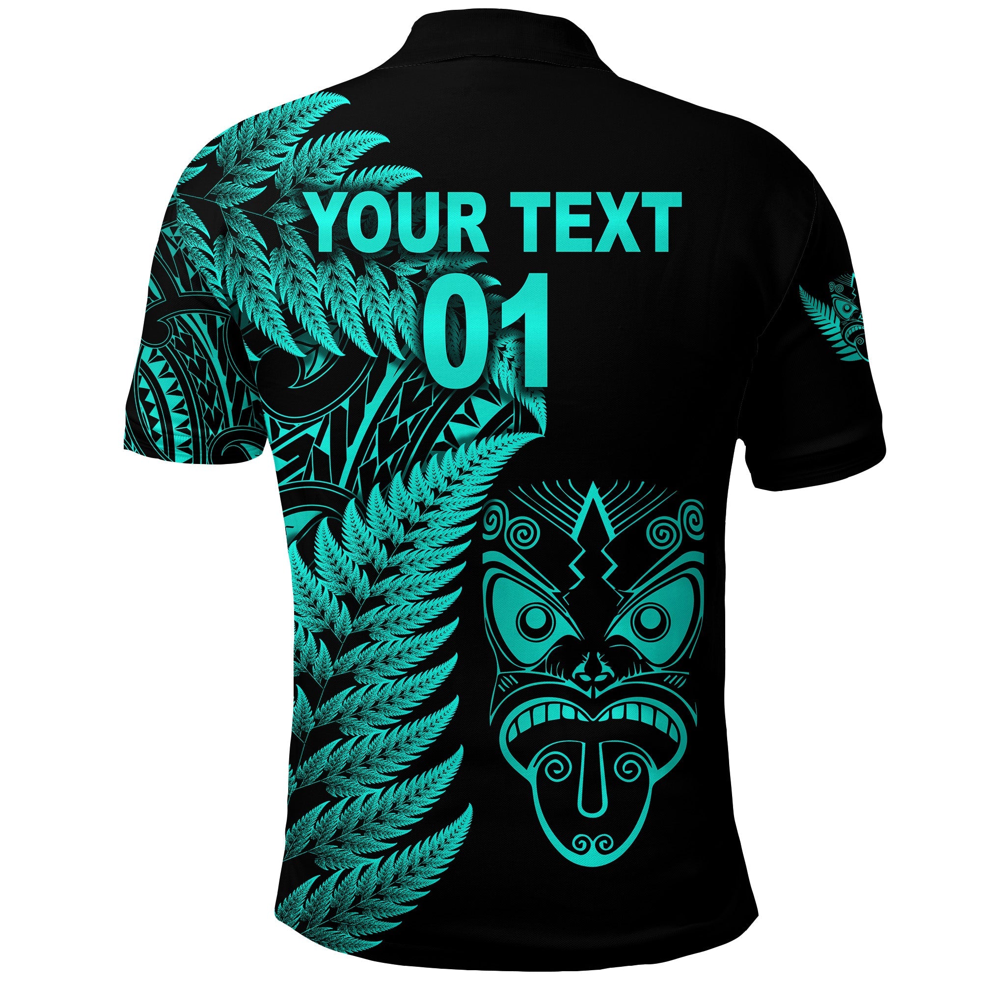 (Custom Personalised) New Zealand Haka Rugby Maori Polo Shirt Silver Fern Vibes - Turquoise - Vibe Hoodie Shop