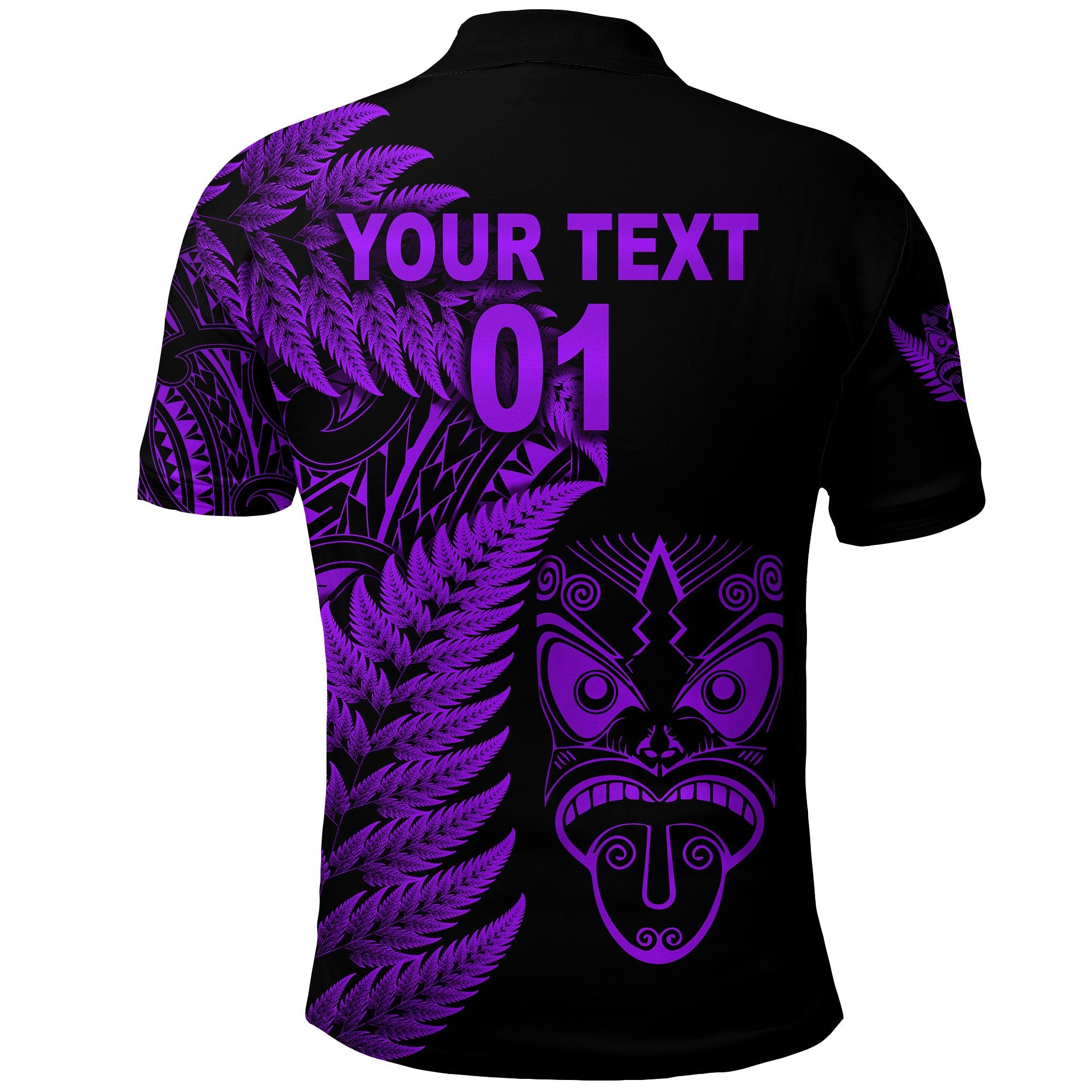 (Custom Personalised) New Zealand Haka Rugby Maori Polo Shirt Silver Fern Vibes - Purple - Vibe Hoodie Shop