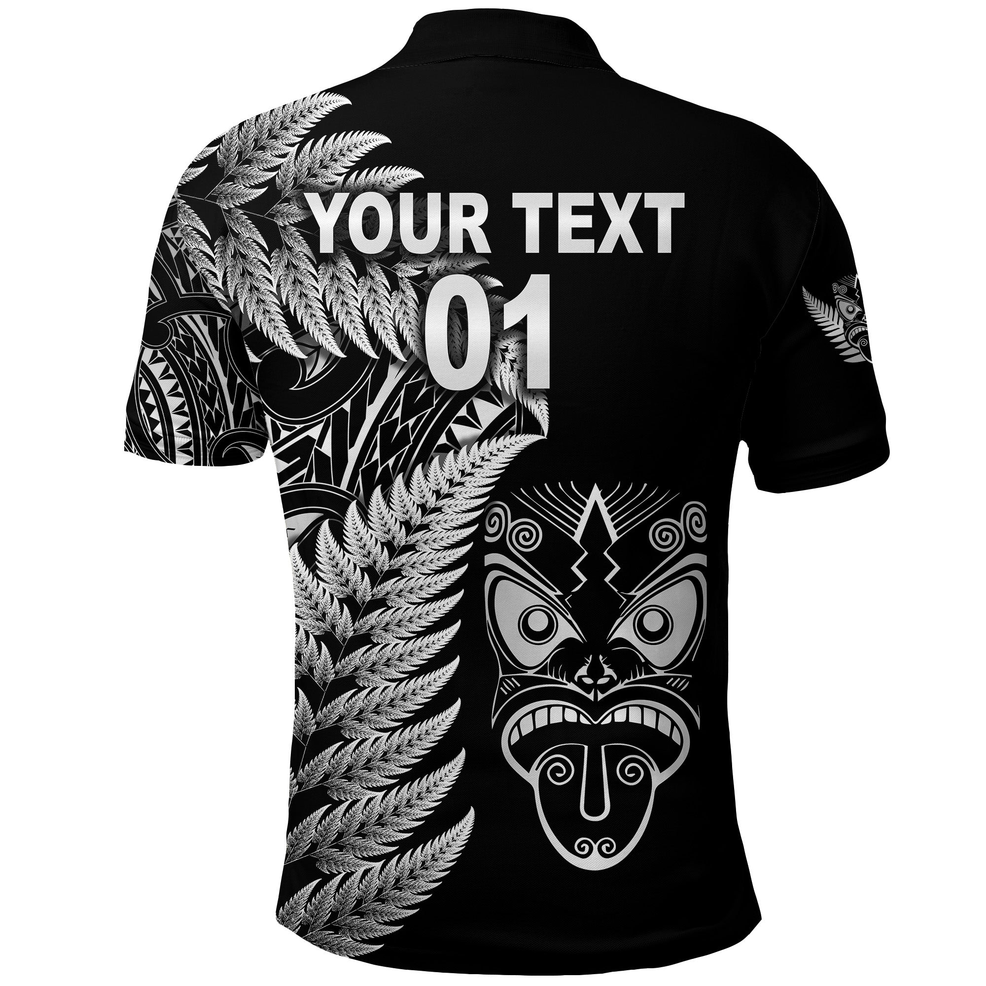 (Custom Personalised) New Zealand Haka Rugby Maori Polo Shirt Silver Fern Vibes - Black - Vibe Hoodie Shop