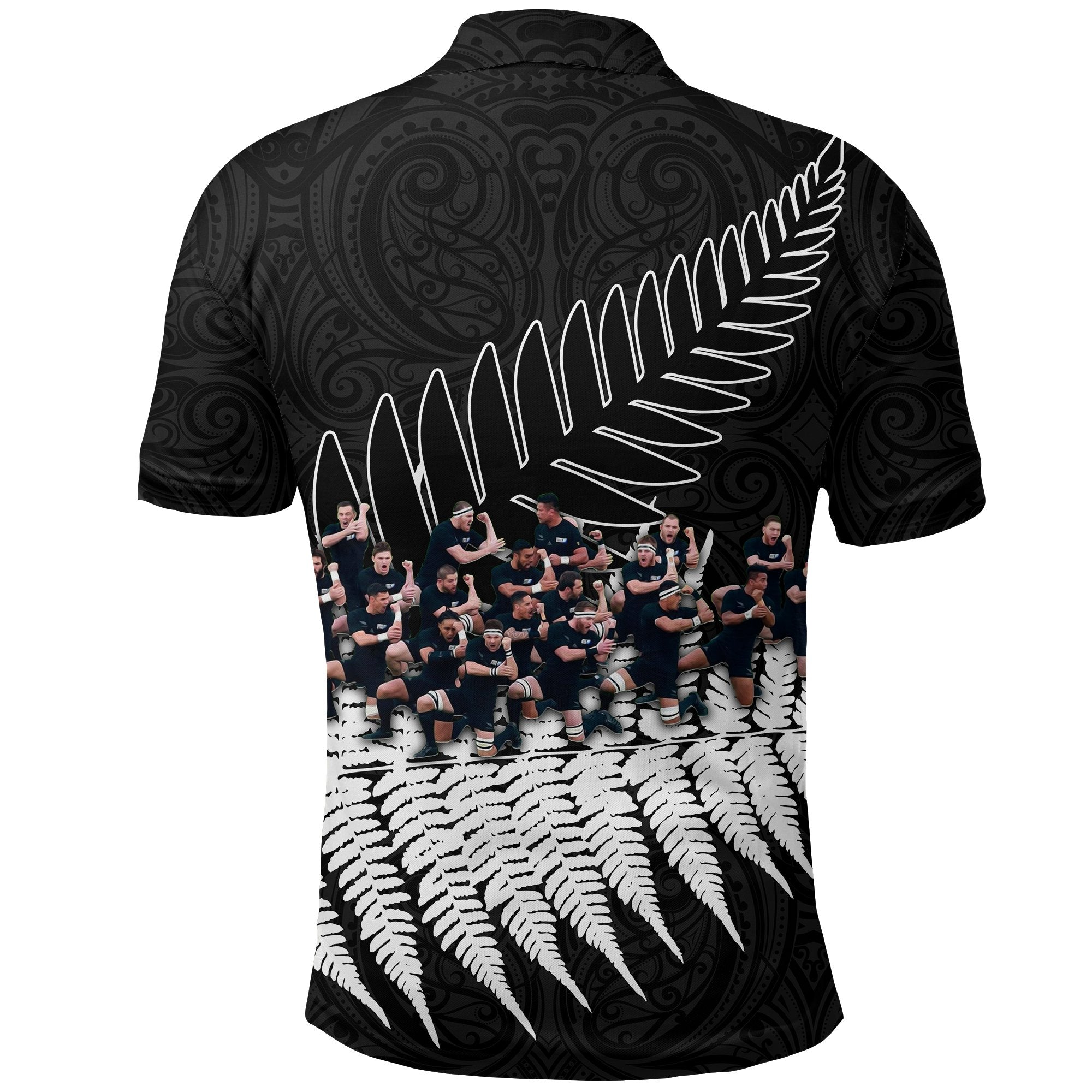 New Zealand Haka Rugby Polo Shirt - Best Silver Fern Black - Vibe Hoodie Shop