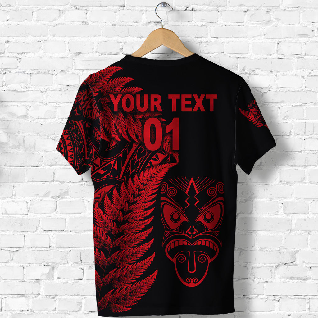 (Custom Personalised) New Zealand Haka Rugby Maori T shirt Silver Fern Vibes - Red - Vibe Hoodie Shop