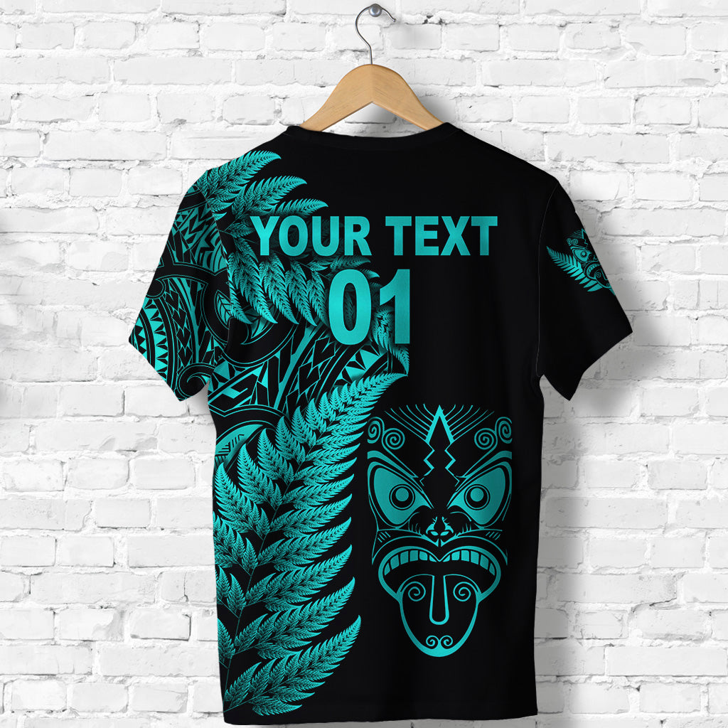 (Custom Personalised) New Zealand Haka Rugby Maori T shirt Silver Fern Vibes - Turquoise - Vibe Hoodie Shop