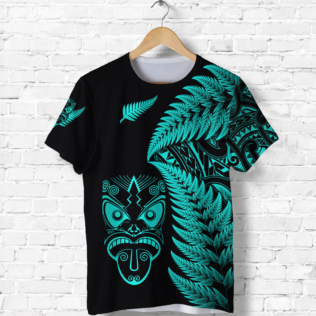 (Custom Personalised) New Zealand Haka Rugby Maori T shirt Silver Fern Vibes - Turquoise - Vibe Hoodie Shop