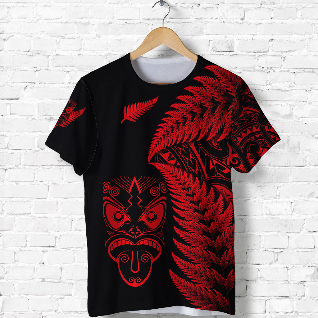 (Custom Personalised) New Zealand Haka Rugby Maori T shirt Silver Fern Vibes - Red - Vibe Hoodie Shop