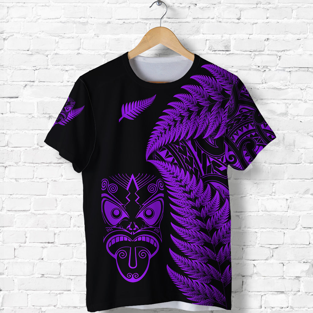 New Zealand Haka Rugby Maori T shirt Silver Fern Vibes - Purple - Vibe Hoodie Shop