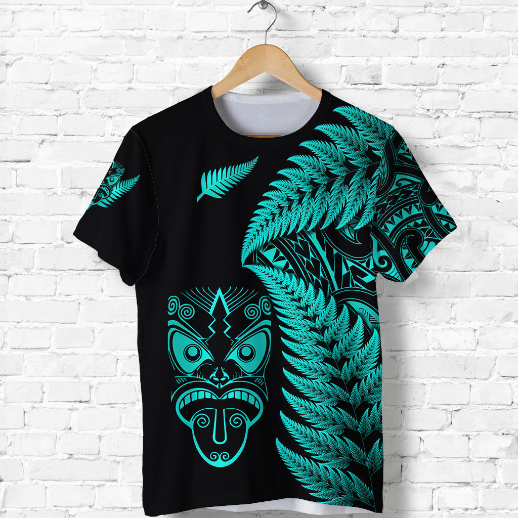 New Zealand Haka Rugby Maori T shirt Silver Fern Vibes - Turquoise - Vibe Hoodie Shop
