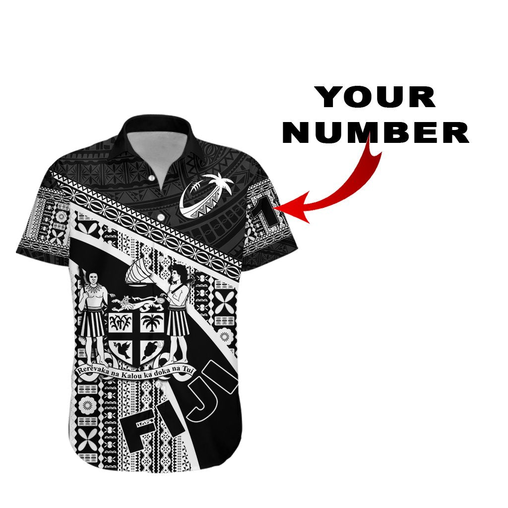 (Custom Personalised) Fiji Tapa Hawaiian Shirt Simple Rugby - Custom Text and Number - Vibe Hoodie Shop