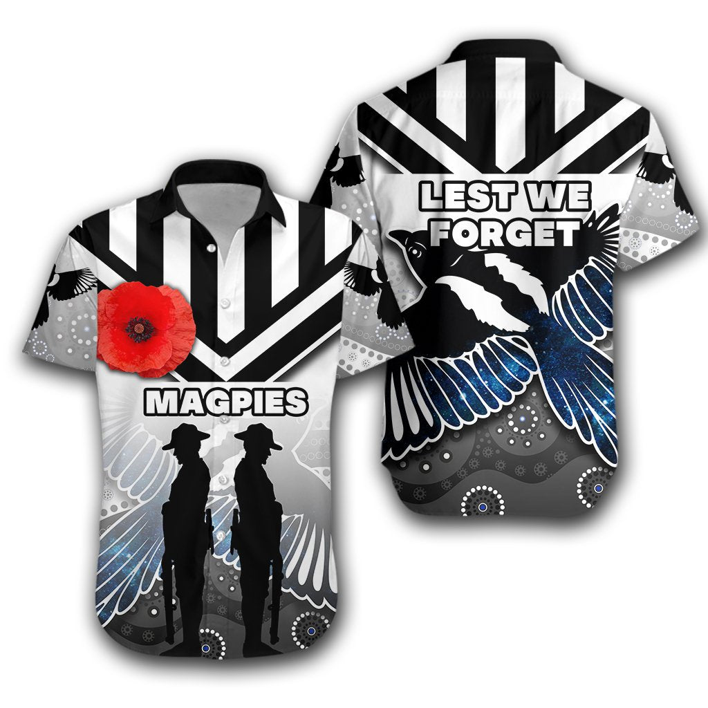 Magpies Hawaiian Shirt Collingwood ANZAC Day Special Version - Vibe Hoodie Shop