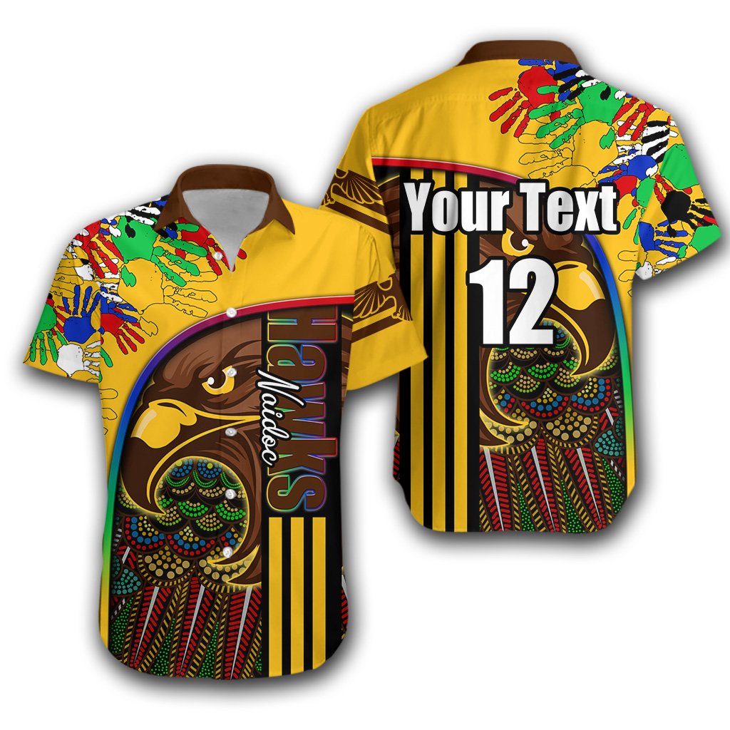 (Custom Personalised) Pride Hawks Hawaiian Shirt Hawthorn NAIDOC Week Aboriginal Version Special - Vibe Hoodie Shop