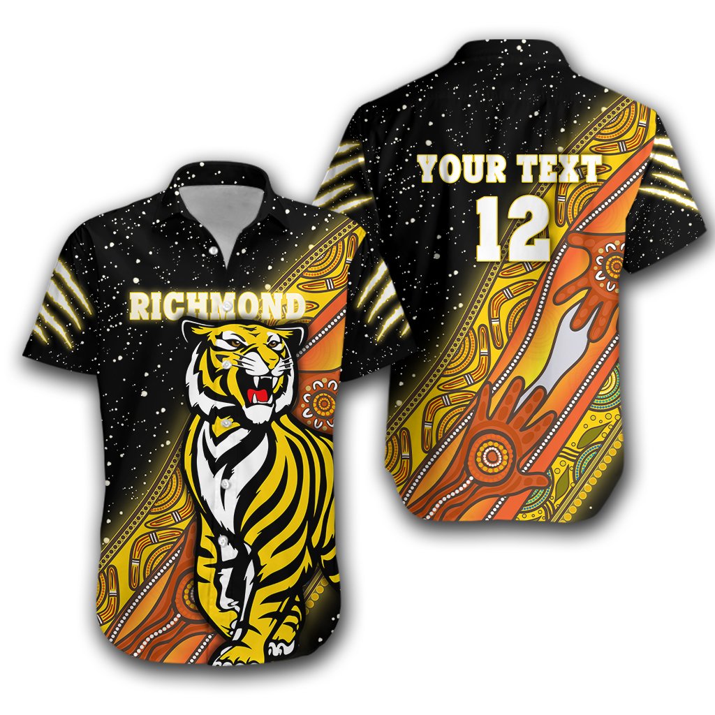 (Custom Personalised) Richmond Premier Hawaiian Shirt Tigers Aboriginal - Vibe Hoodie Shop