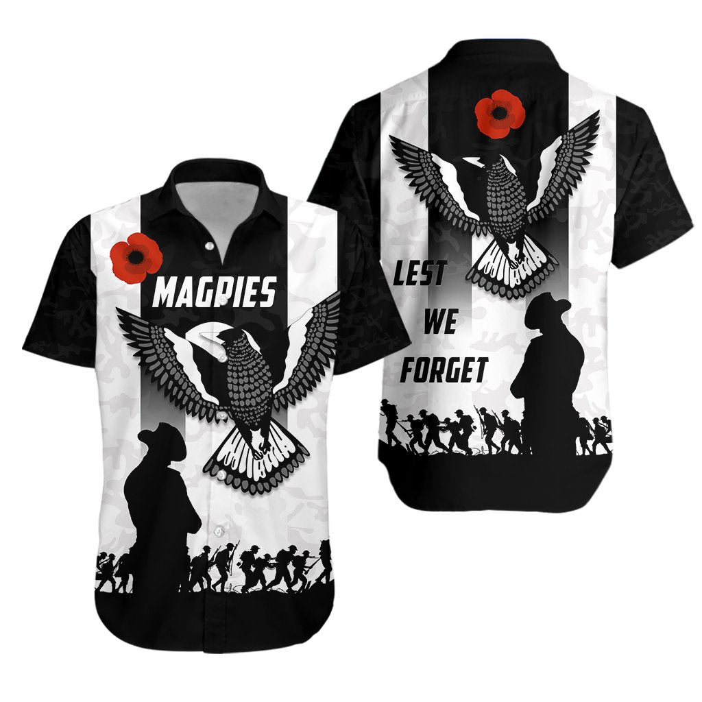 Magpies ANZAC Day Hawaiian Shirt - Vibe Hoodie Shop