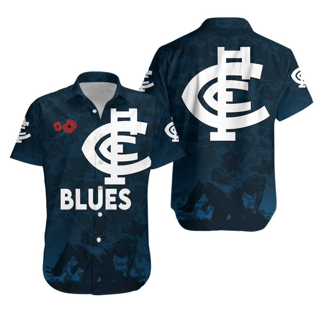 Australia Hawaiian Shirt Carlton Blues ANZAC Day - Vibe Hoodie Shop