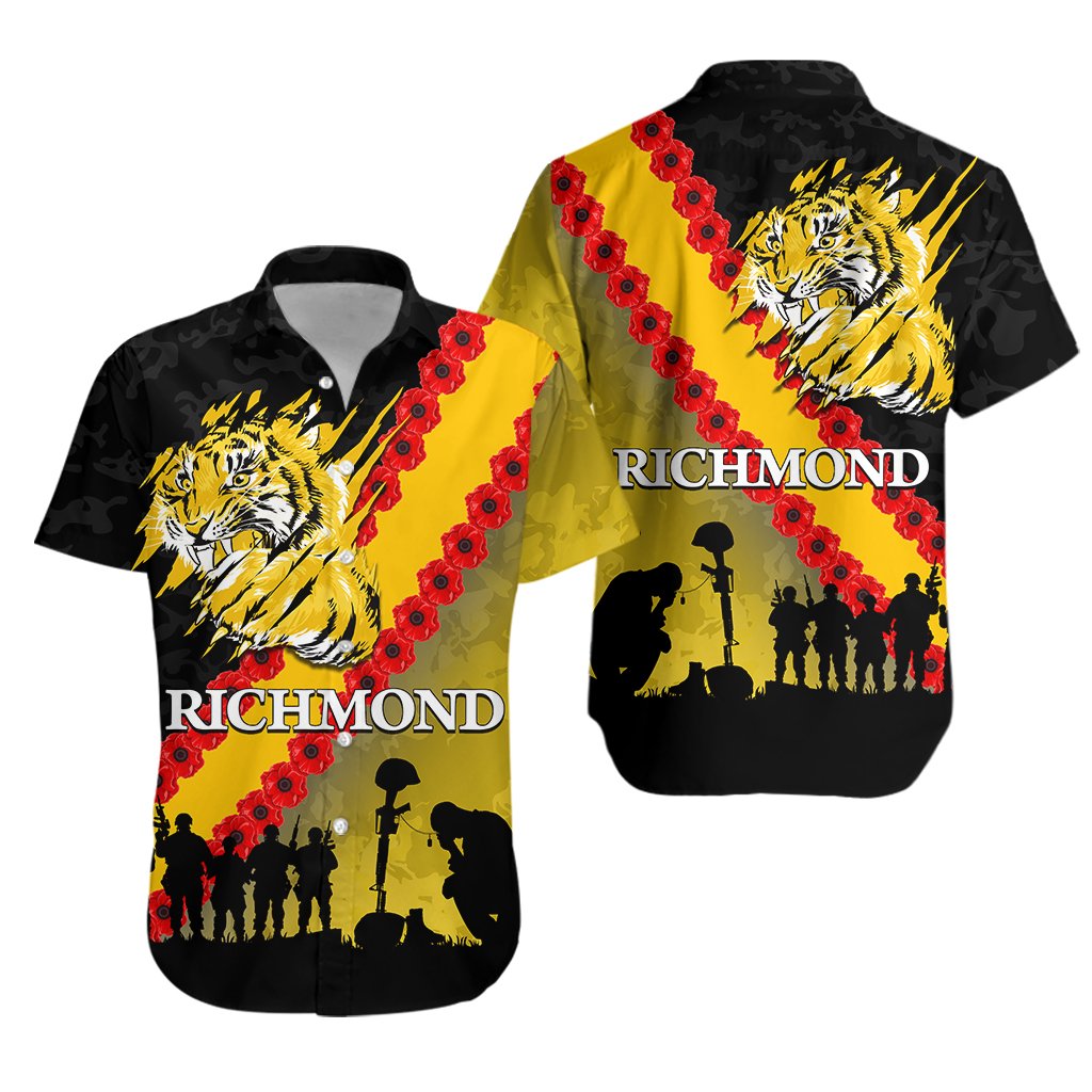 Richmond Tigers Hawaiian Shirt ANZAC Day - Vibe Hoodie Shop