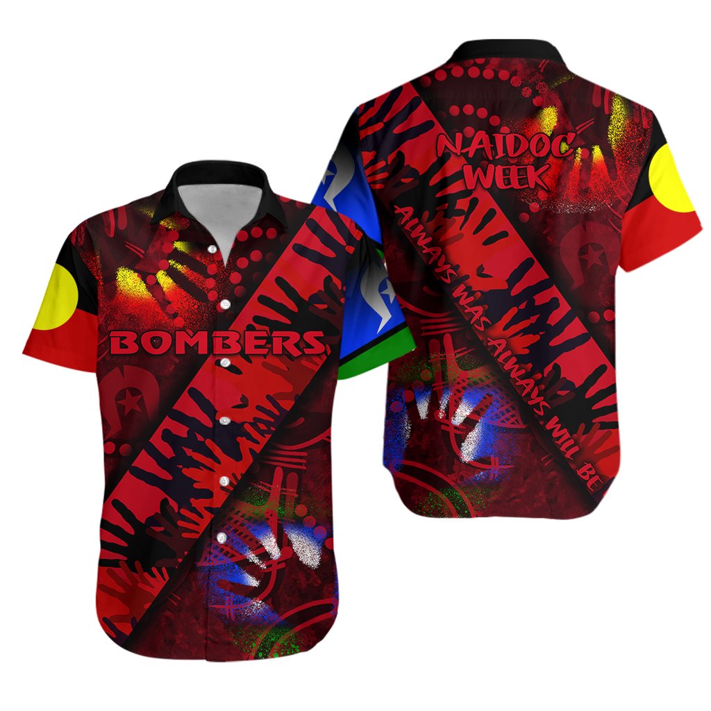 Australia NAIDOC Week Hawaiian Shirt Essendon Bombers Black - Vibe Hoodie Shop