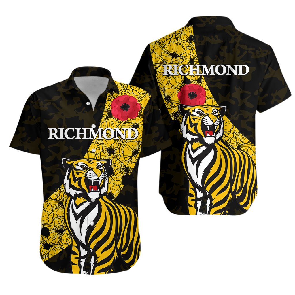 Richmond Hawaiian Shirt Tigers ANZAC Day - Vibe Hoodie Shop