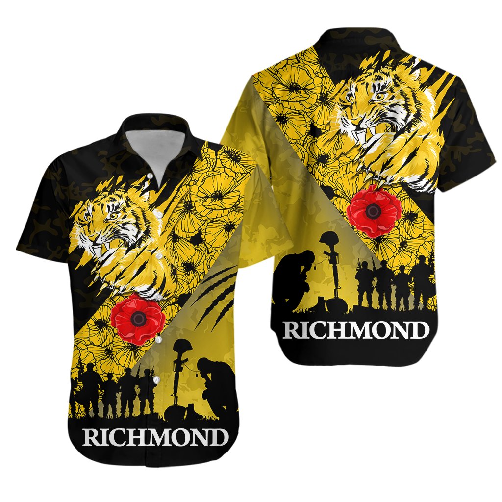 Richmond Tigers Hawaiian Shirt Lest We Forget - Vibe Hoodie Shop