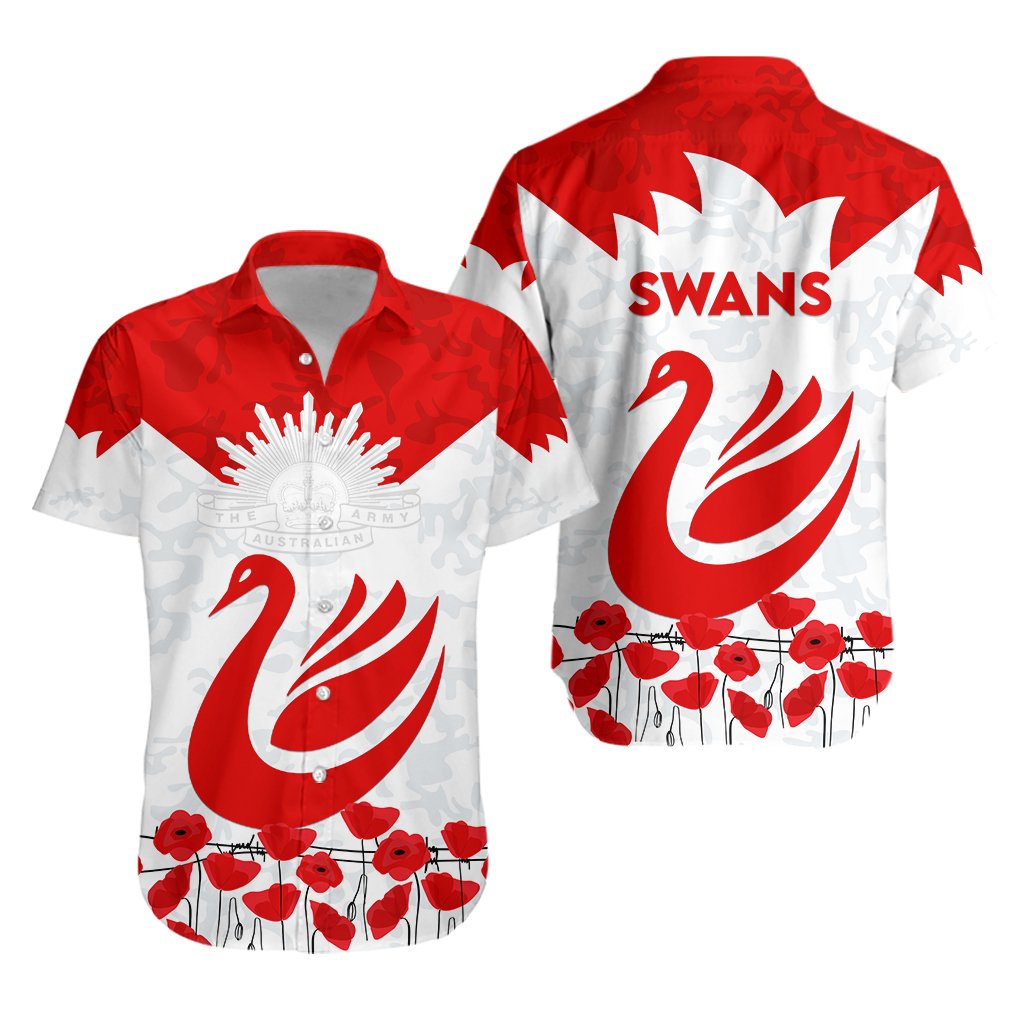 Sydney Hawaiian Shirt Swans ANZAC day - Vibe Hoodie Shop