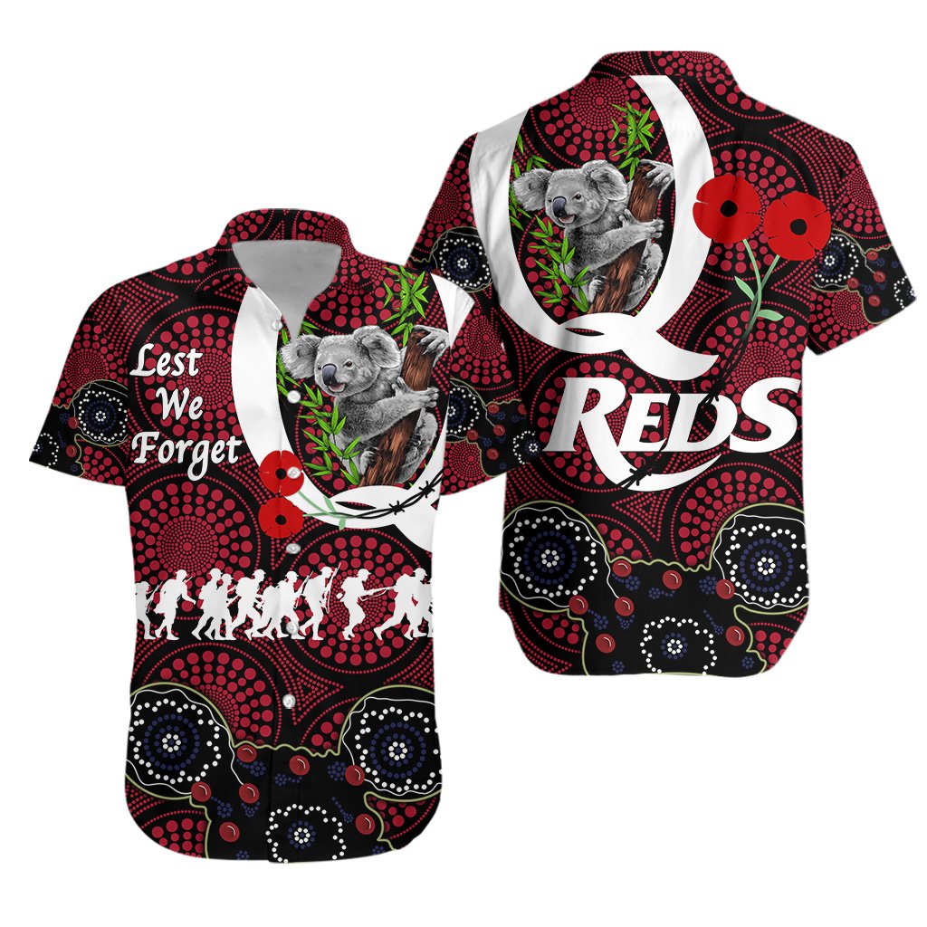 Australia Hawaiian Shirt Queensland Reds Rugby ANZAC Day - Vibe Hoodie Shop