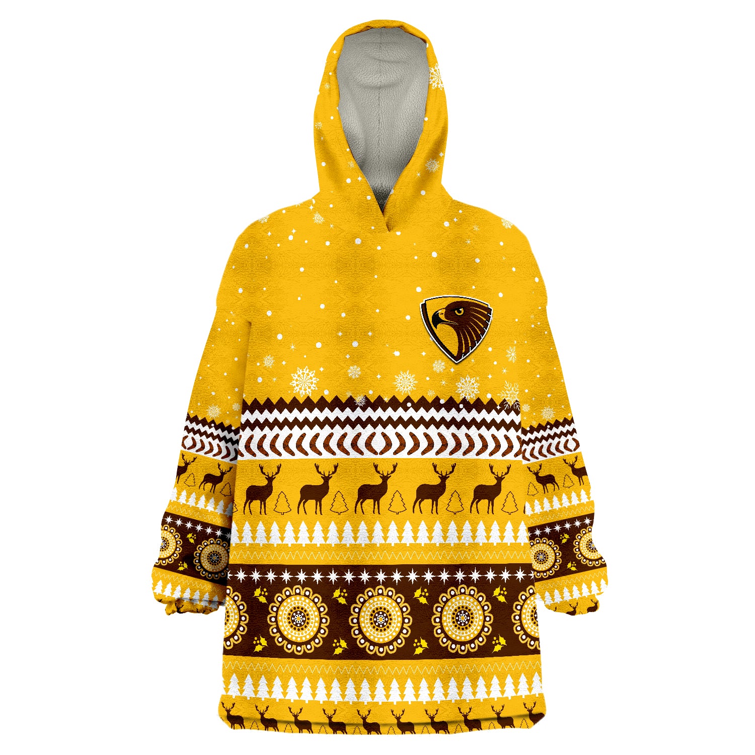 Hawks Christmas Indigenous Hawthorn Football Wearable Blanket Hoodie - Vibe Hoodie Shop