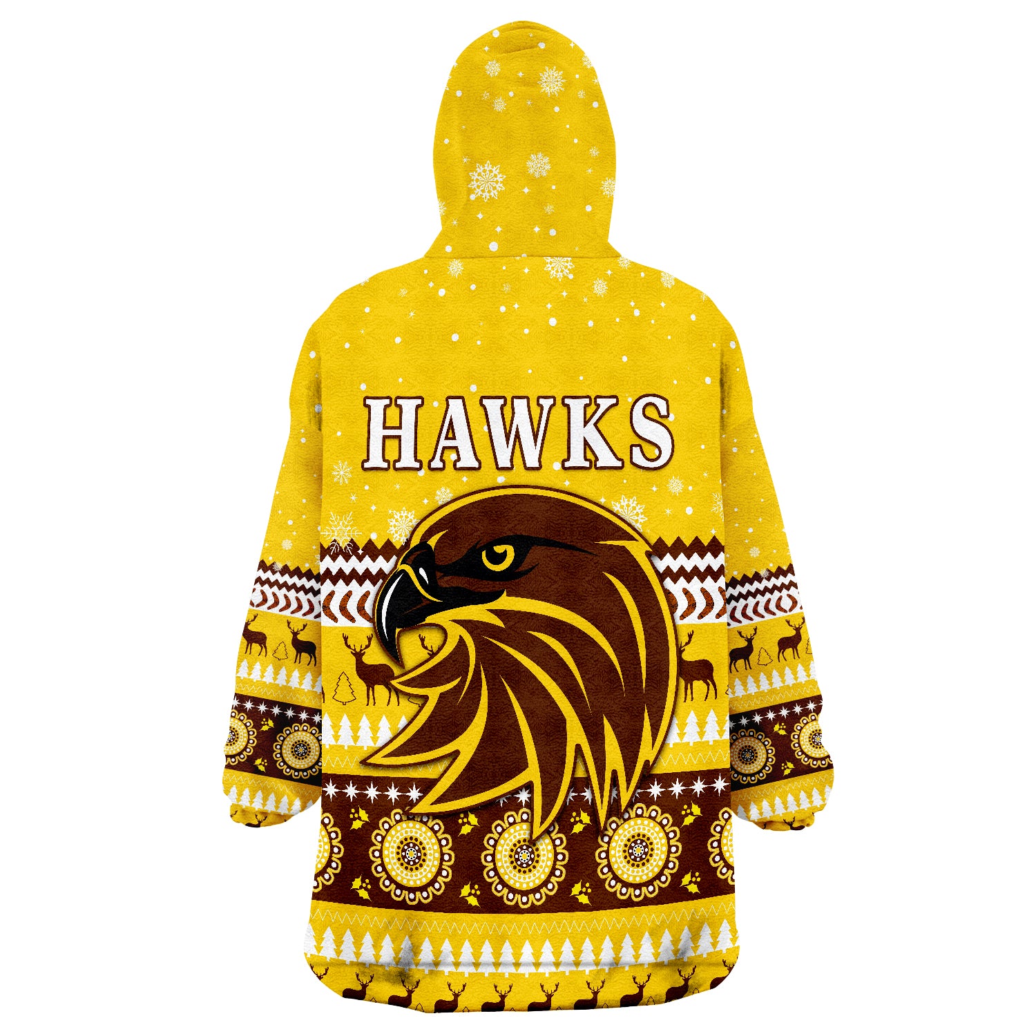 Hawks Christmas Indigenous Hawthorn Football Wearable Blanket Hoodie - Vibe Hoodie Shop