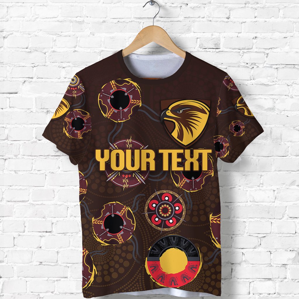 (Custom Personalised) Hawthorn T shirt Hawks Indigenous - Brown - Vibe Hoodie Shop