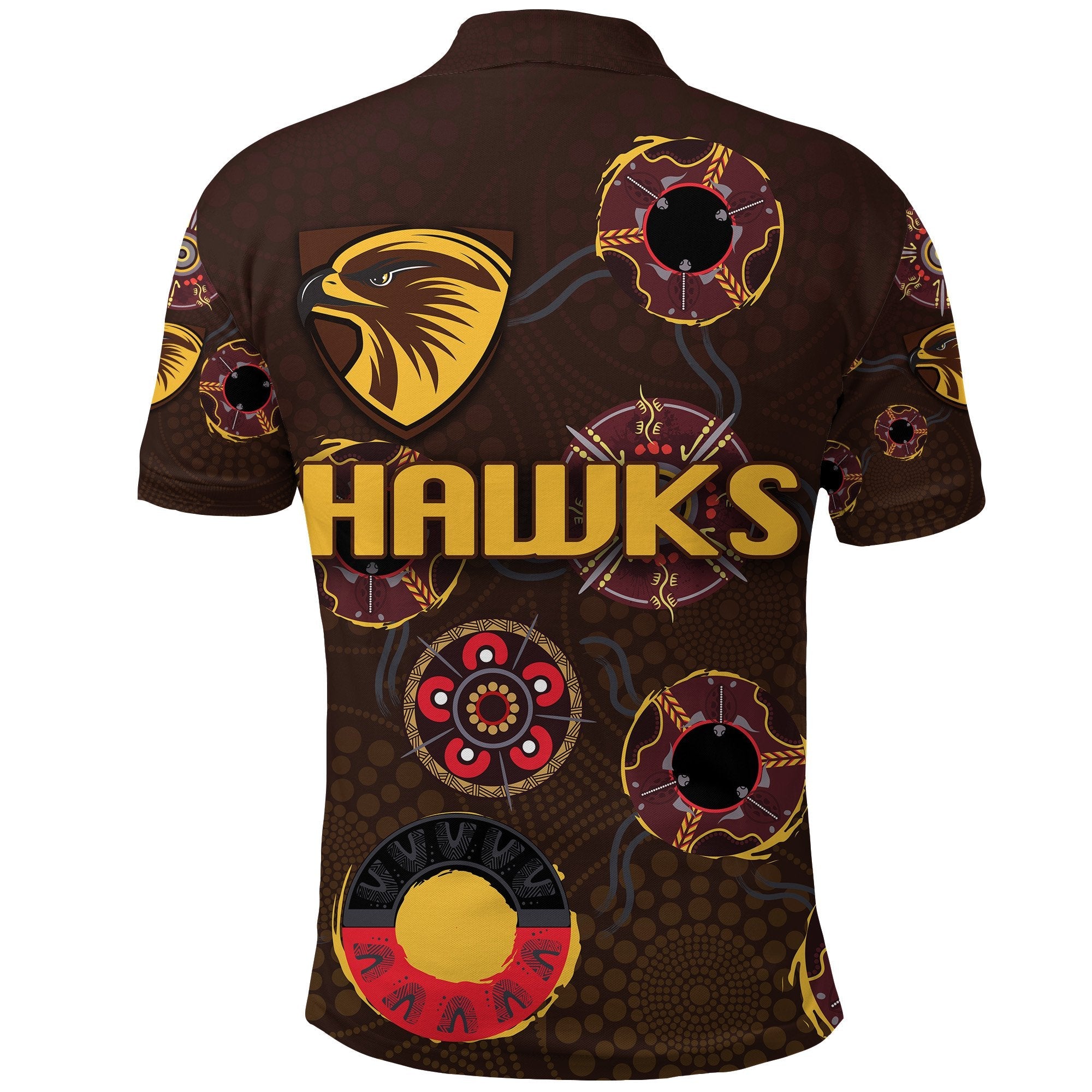 Hawthorn Polo Shirt Hawks Indigenous - Brown - Vibe Hoodie Shop