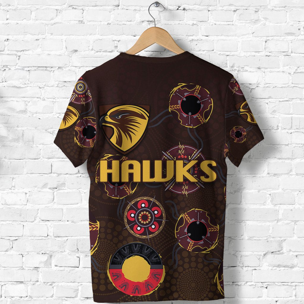 (Custom Personalised) Hawthorn T shirt Hawks Indigenous - Brown - Vibe Hoodie Shop