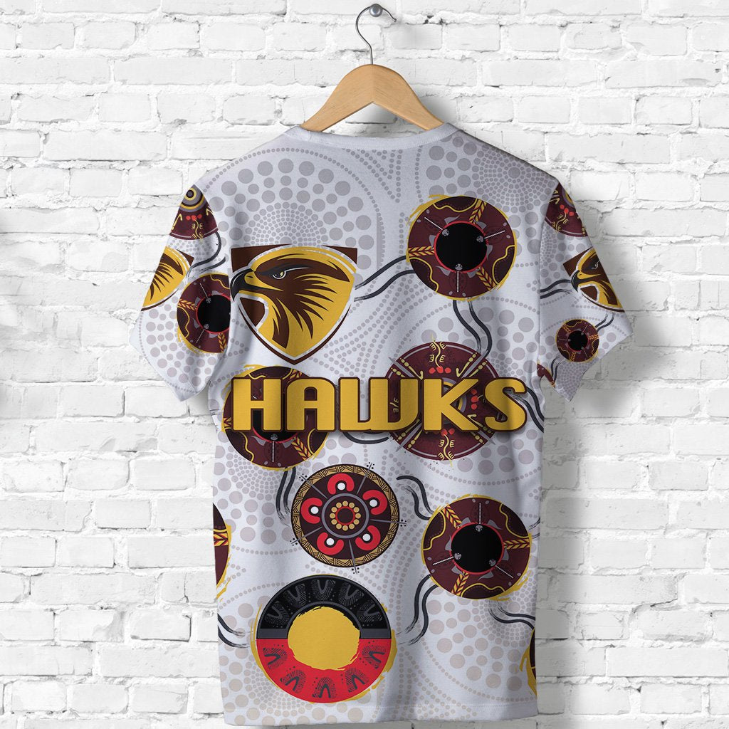 (Custom Personalised) Hawthorn T shirt Hawks Indigenous - White - Vibe Hoodie Shop